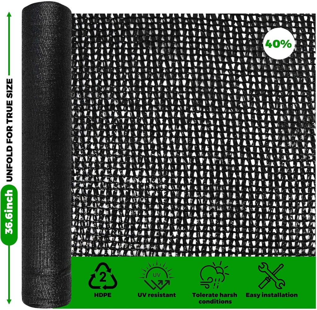 Shade Cloth Roll 6x100FT, 40% Shade Cloth Mesh for Garden | 40% Shade UV Resistant Shade Cloth Mesh Cover with Clips