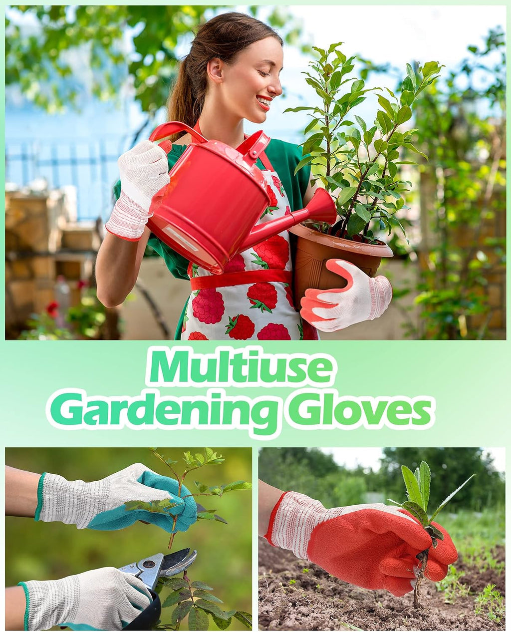 Irenare 16 Pairs Gardening Gloves Bulk for Women Breathable Rubber Coated Yard Garden Gloves Outdoor Protective with