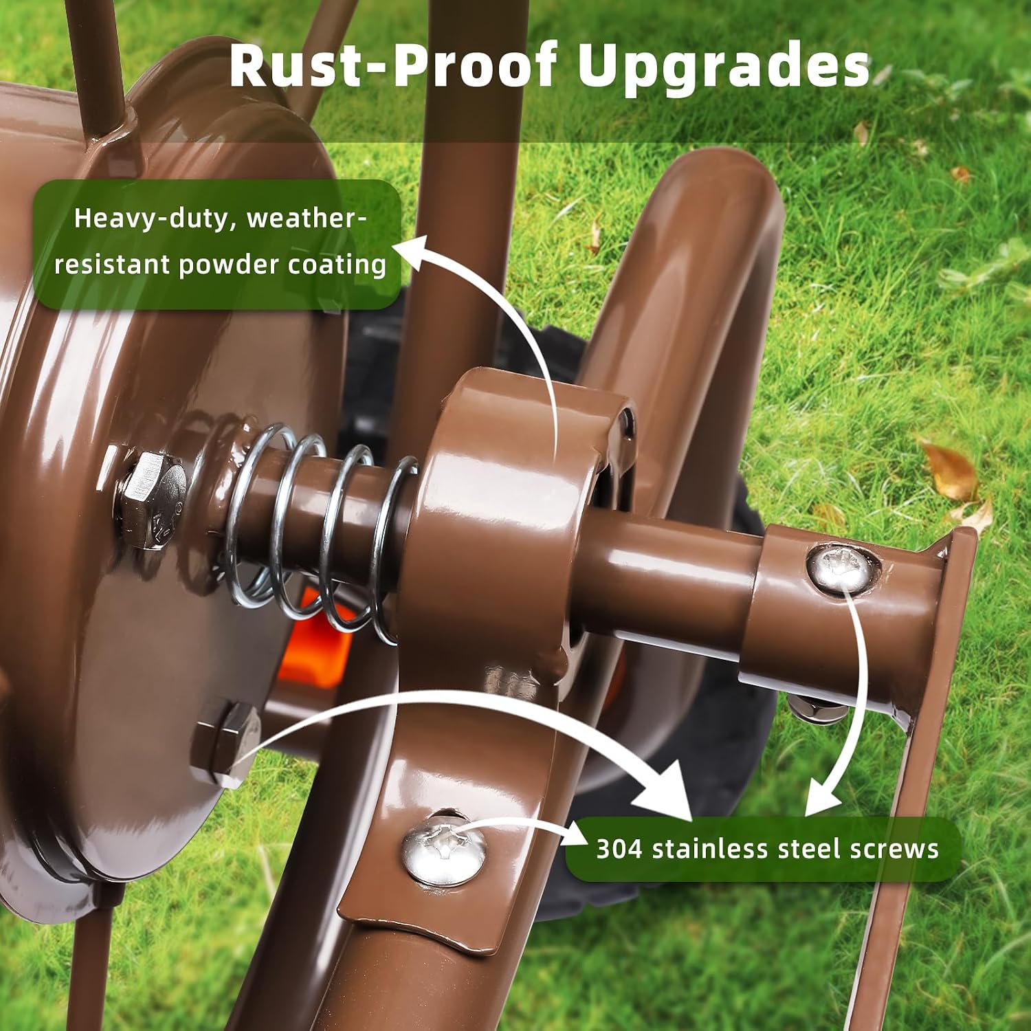 Upgrade Hose Reel Cart, Garden Hose Cart 4 Wheels, Holds 300ft 5/8" | Heavy Duty Metal Outdoor Water Hose Reel Carts