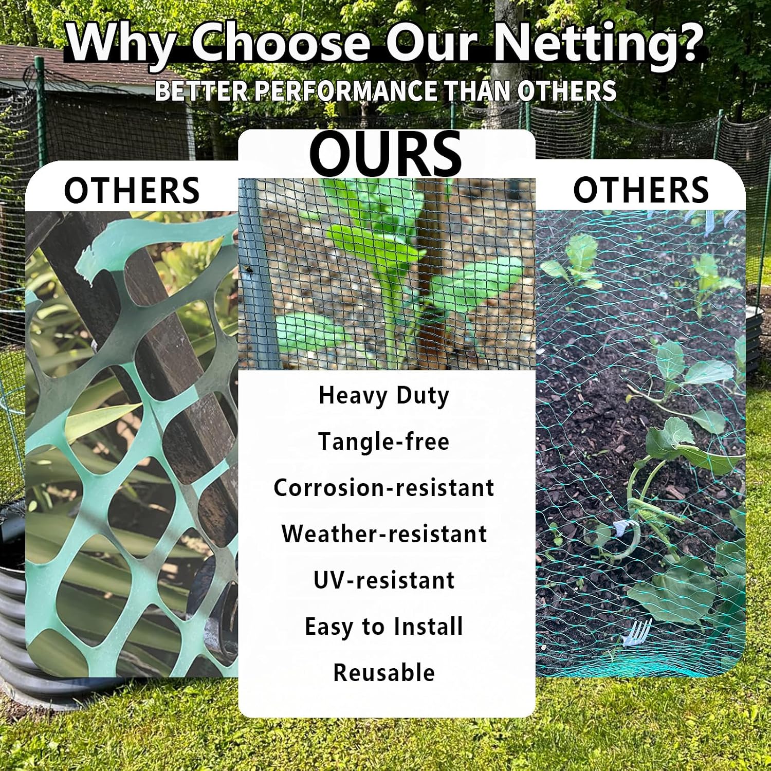 POYEE 10x30ft Bird Netting, 1/2-inch Square Mesh Garden Netting | Animal Barrier for Vegetables, Fruit Trees, Blueberry