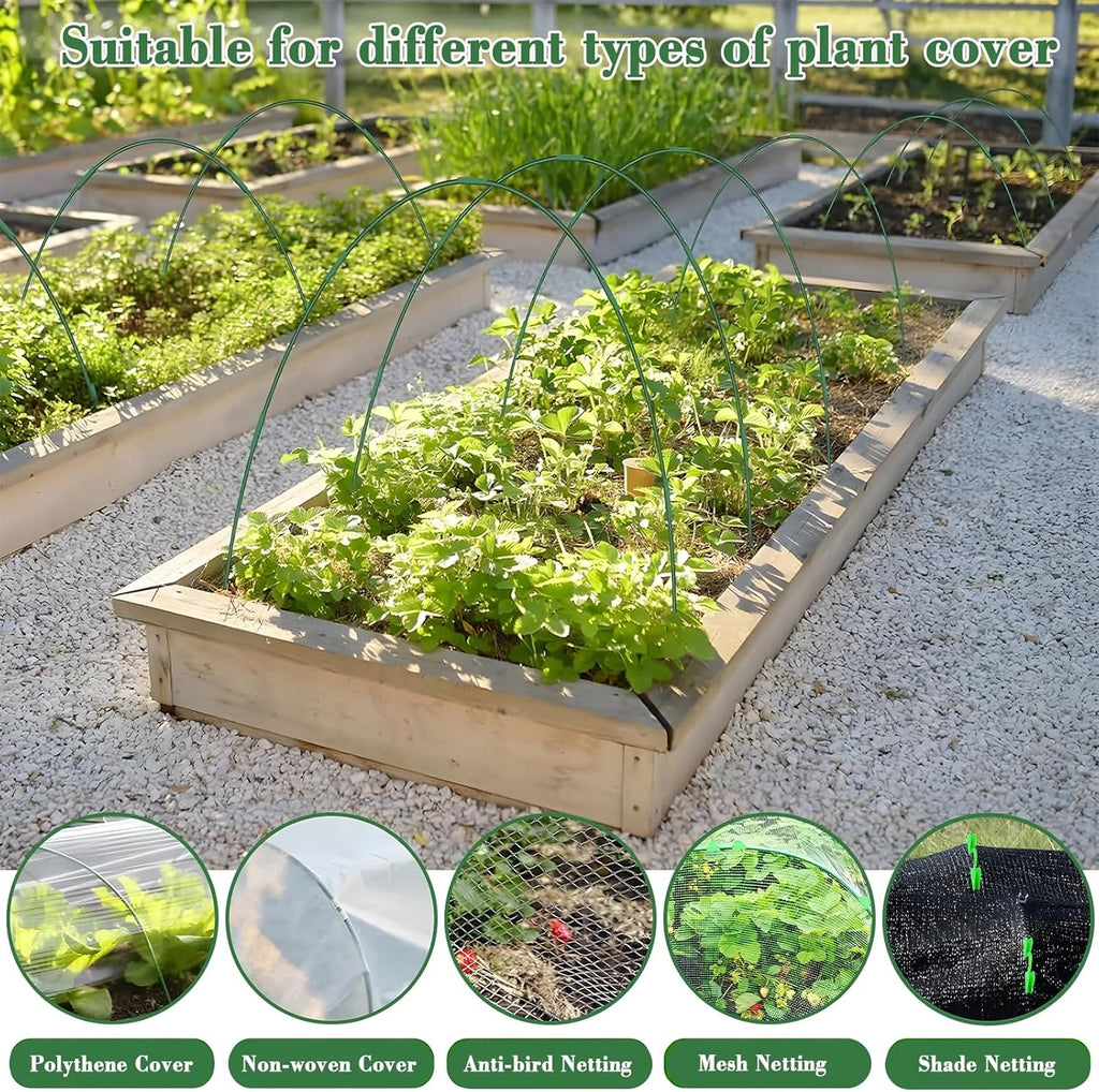 Garden Netting Kit for Raised Beds, 10x30FT Plant Cover Ultra Fine Mesh Netting & 6 Sets Fiberglass Garden Hoops & 18