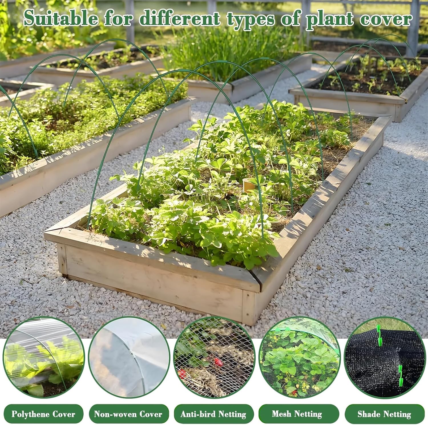 Garden Netting Kit for Raised Beds, 10x30FT Plant Cover Ultra Fine Mesh Netting & 6 Sets Fiberglass Garden Hoops & 18