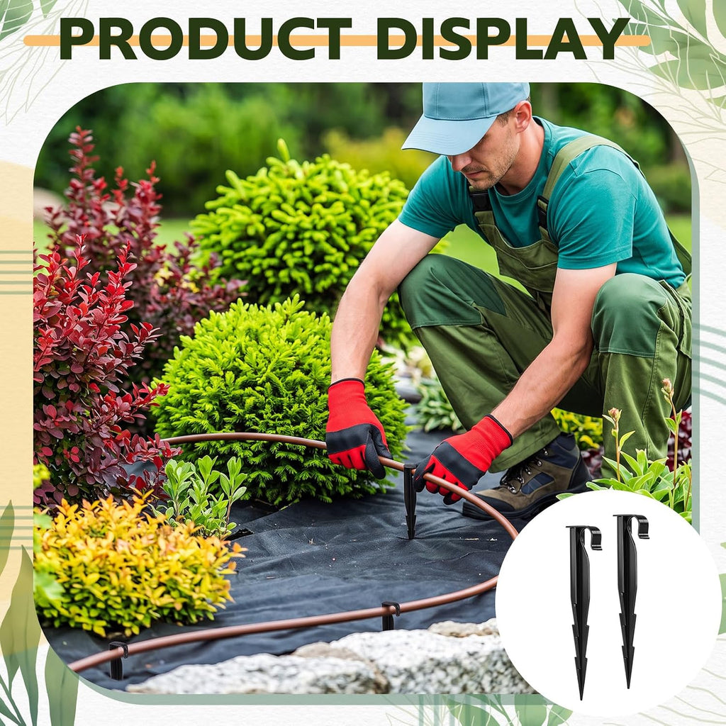 Pangda 120 Pack Irrigation Stakes 1/2 Inch Tubing, 6.3" Long Drip Anchor | Hold down Drip Irrigation Hose and Sprinkler