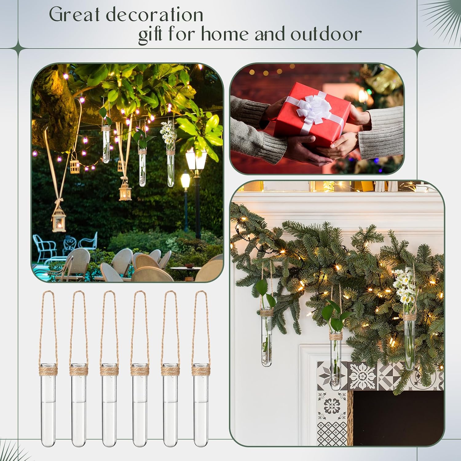24 Pack Plastic Hanging Propagation Tubes Propagation Station Vases Wall Hanging Plant Vase for Planters Hydroponic