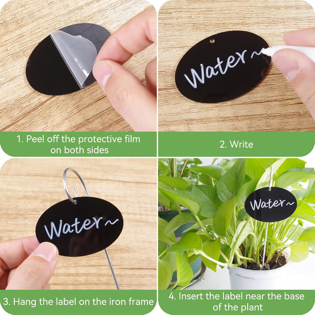 Vcekract 50 Pack Acrylic Plant Labels Stakes with Pen for Garden Plants | Waterproof reusable acrylic plant markers