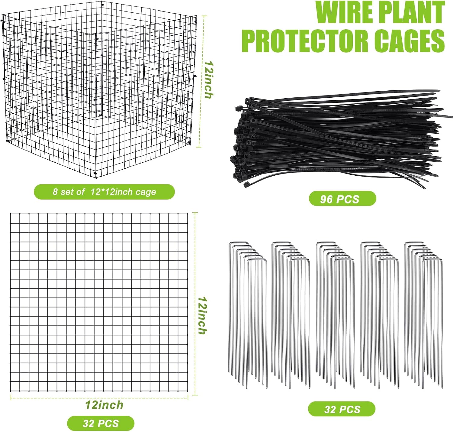 Zubebe 8 Pack Small Wire Plant Protectors Square Plant Protectors from Animals Mesh Cage Chicken Wire Cloche for Shrubs