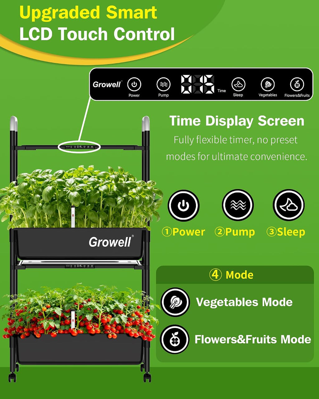 Growell Large Hydroponics Growing System Kit, 54 Pods Vertical Indoor Herb Garden Kit with LED Grow Light & Independent