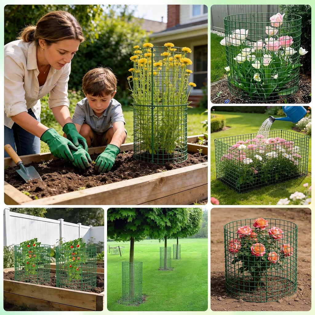 10 Pack Plant Protectors from Animals | 30PCS 13"x13" Metal Wire Mesh Garden Plant Cages for Gardening Supplies