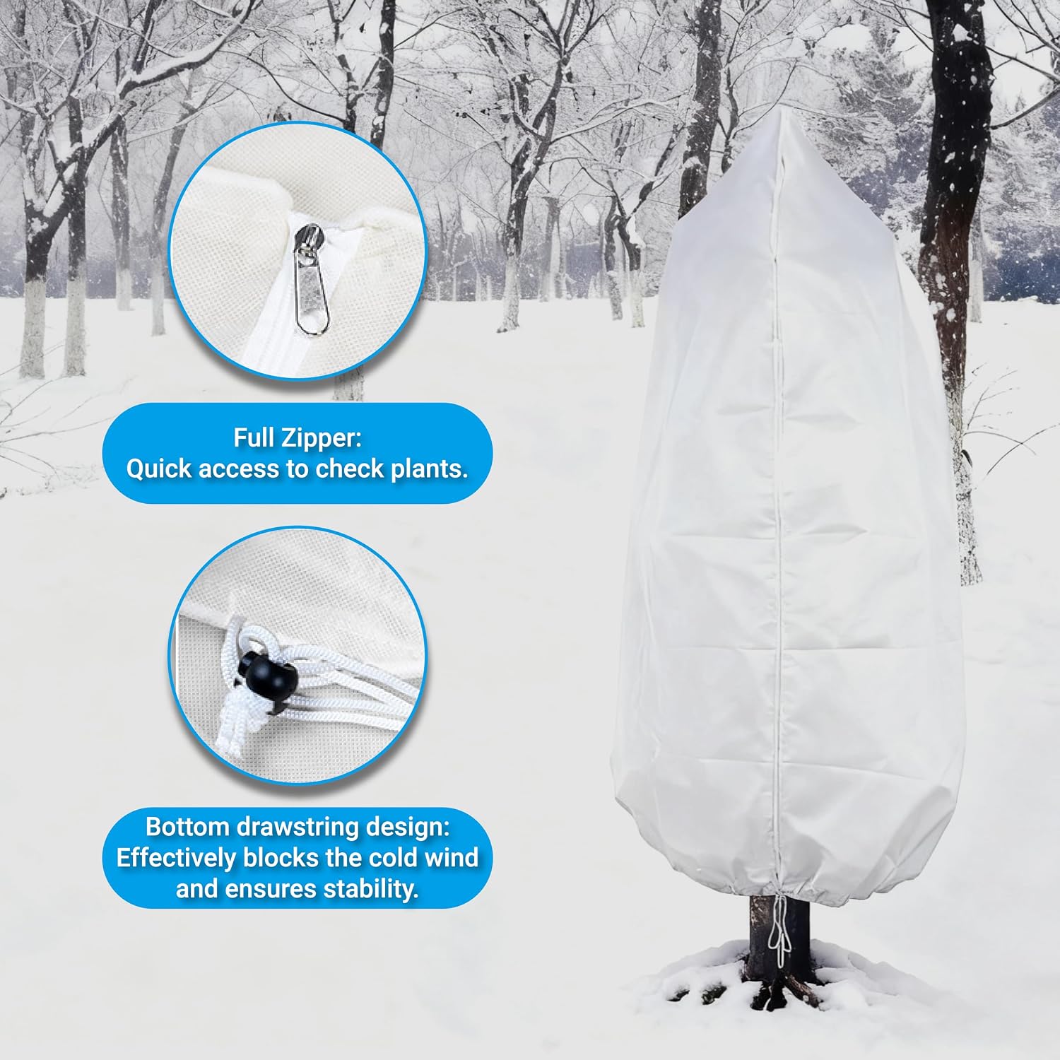 71"h x 47"w Plant Covers Freeze Protection - Reusable Tree wrap for Outdoor Plants,Cloths with Santa Claus Print