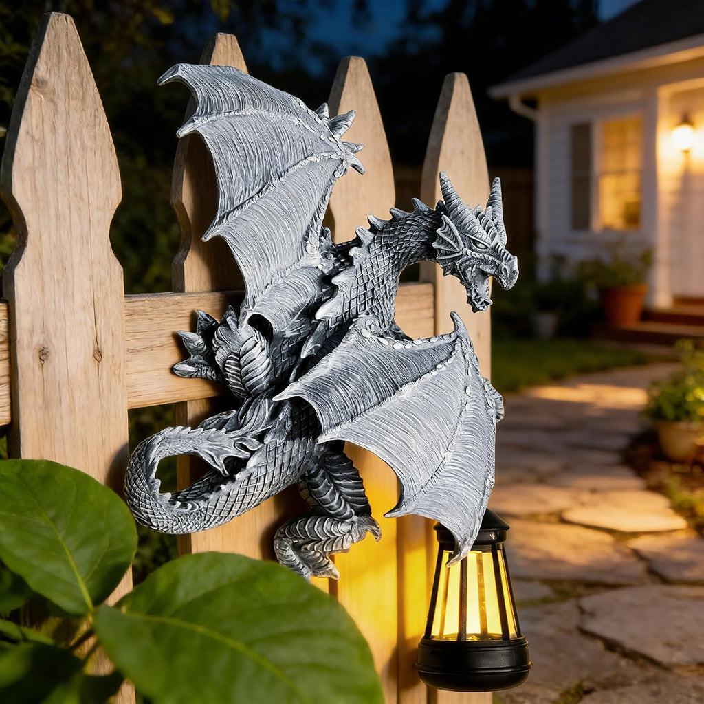 Dragon Tree Hugger Solar Garden Statue Outdoor Figurine Decor Lights | Unique Figurine Light Outdoor Statue Yard Lawn