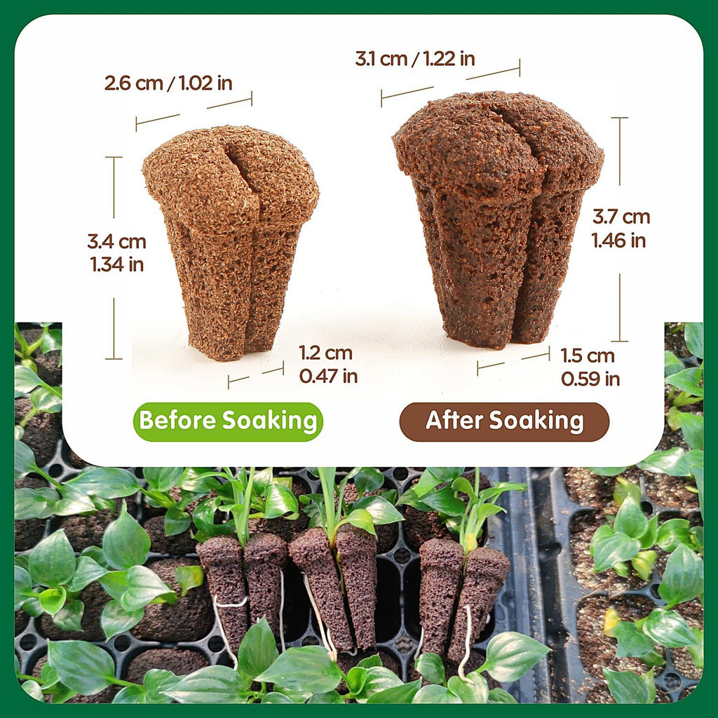 150PCS Seed Starter Plugs, Grow Sponges Compatible with Hydroponic Trays | Expandable Grow Media for Seed Starting