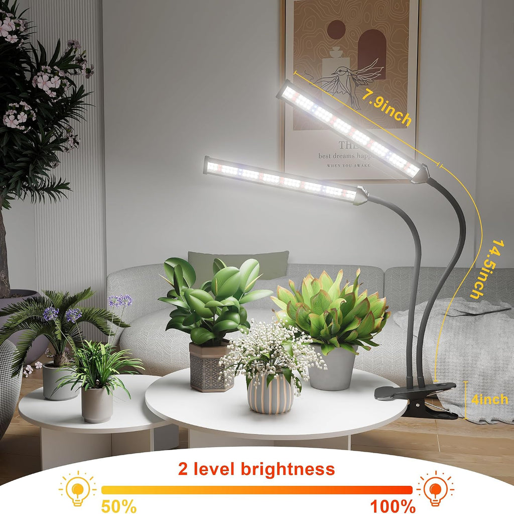 LED Grow Light,White Full Spectrum Clip Plant Growing Lamp | Desk Lamp with High Power Red Blue LEDs for Indoor
