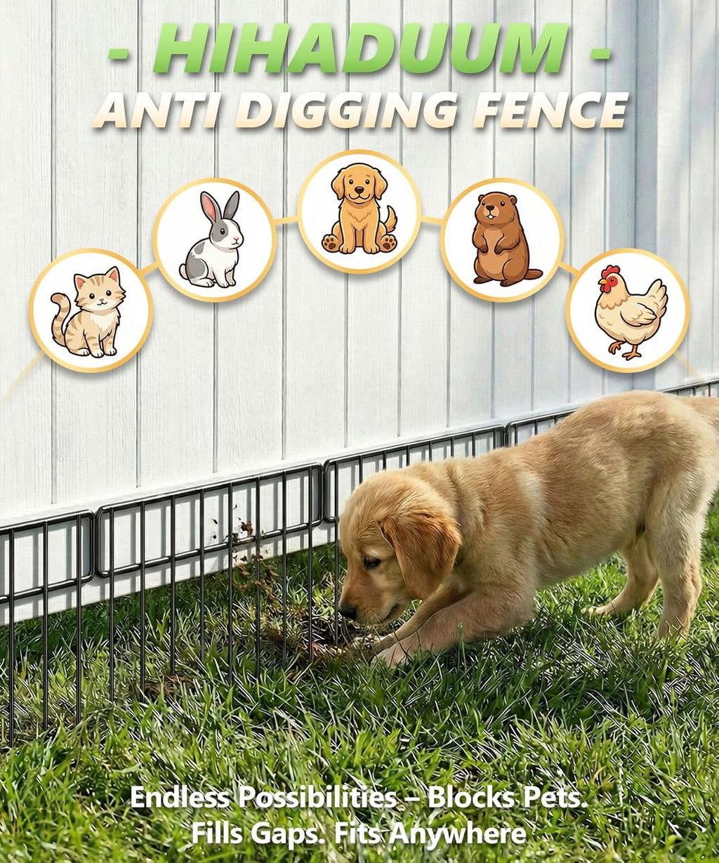 HIHADUUM 20Ft(L) X 13Inch(H) Animal Barrier Fence - 14 Pack Garden Fence Panels, Metal Garden Edging Fence Border No