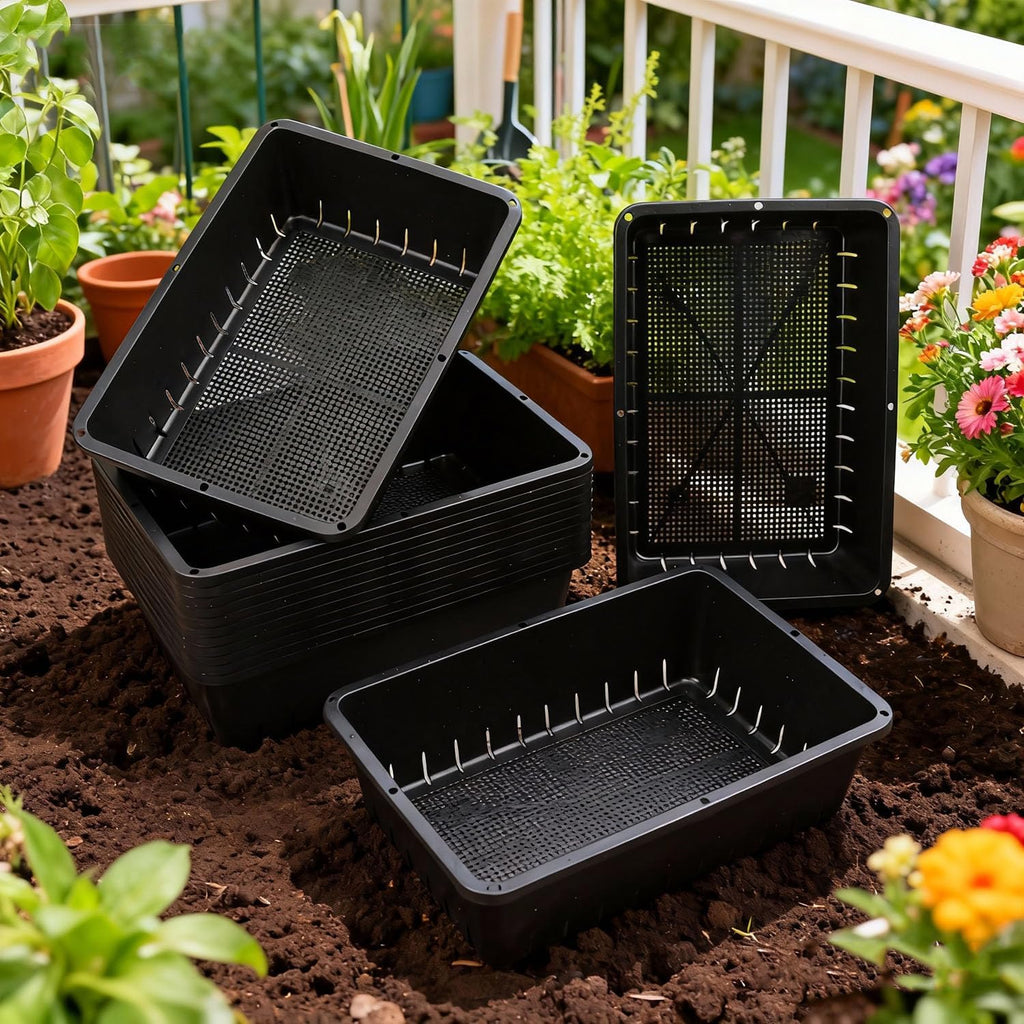 25 Pack Seed Starter Trays 10 x 7 inches Microgreens Growing Trays with Mesh Bottom for Germination, Hydroponic &