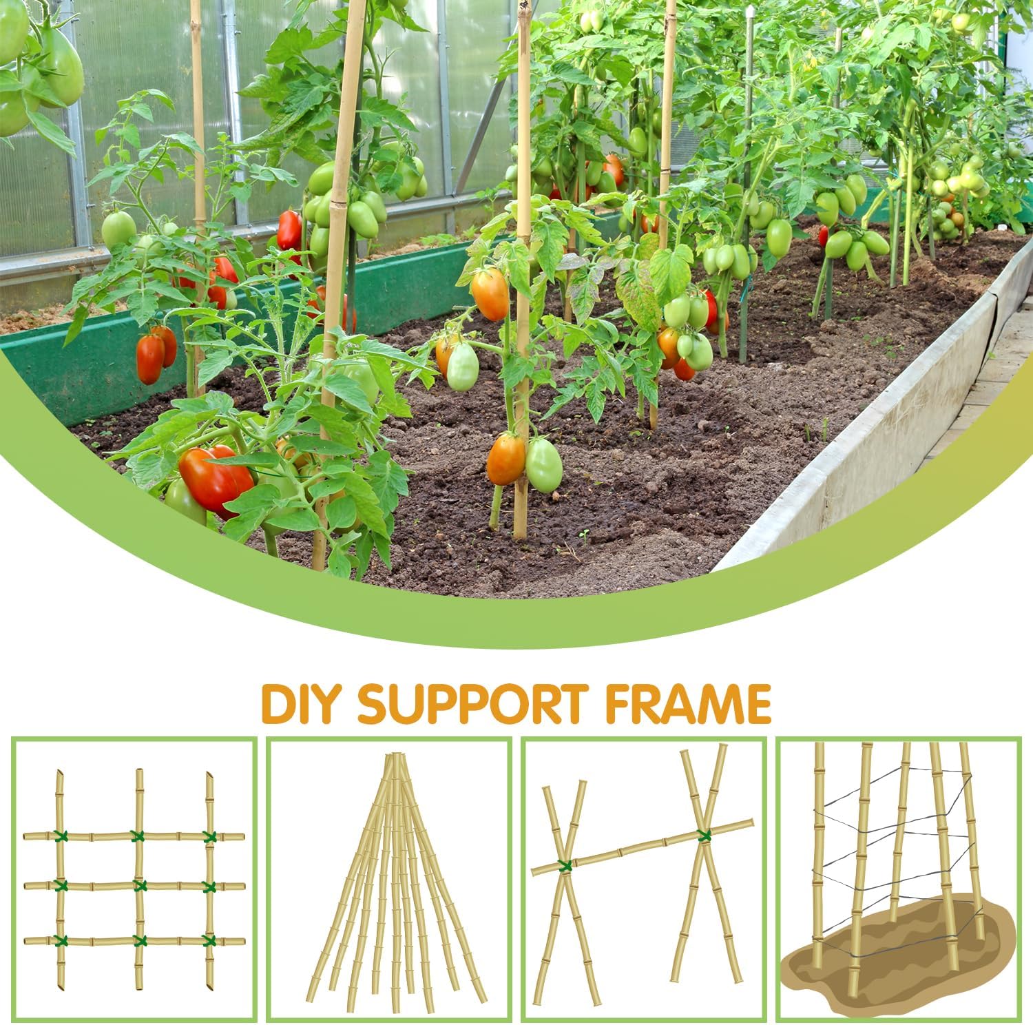 GAGINANG Natural Bamboo Garden Stakes, 4FT Trellis Plant Support 25Pcs | 4FT sturdy longer bamboo sticks for trellis