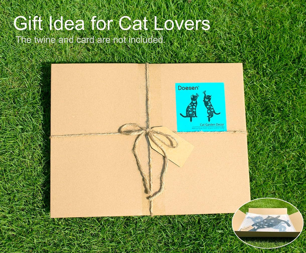 Cat Garden Decor Outside Black Cat Silhouette Yard Art Garden Stakes | 17" Rust-proof Metal Black Cat Yard Decor Adds