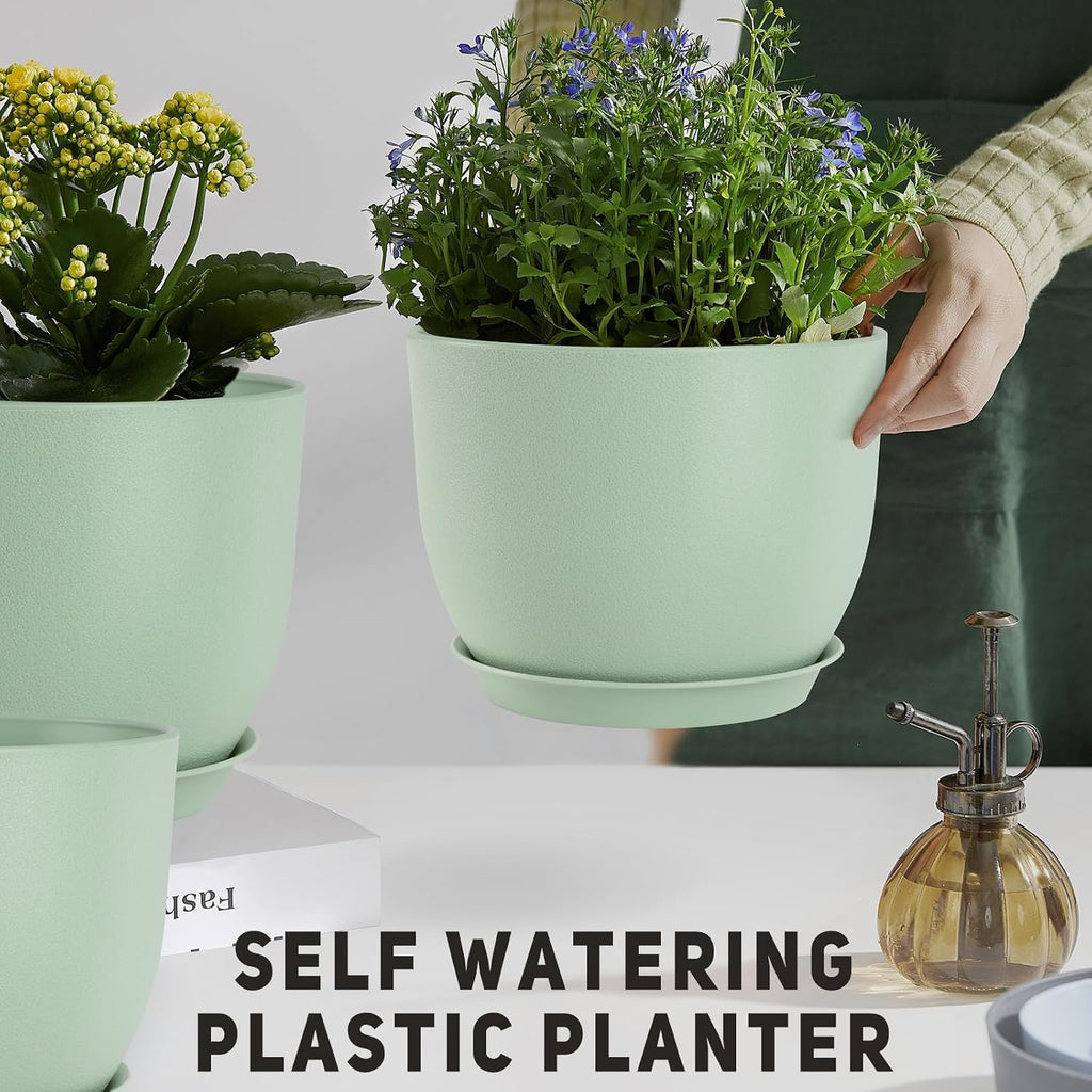YNNICO Plant Pots 10/9/8/7.5/7 inch Flower Pots with Multi Mesh Drainage Holes, Planters for Indoor Outdoor Garden