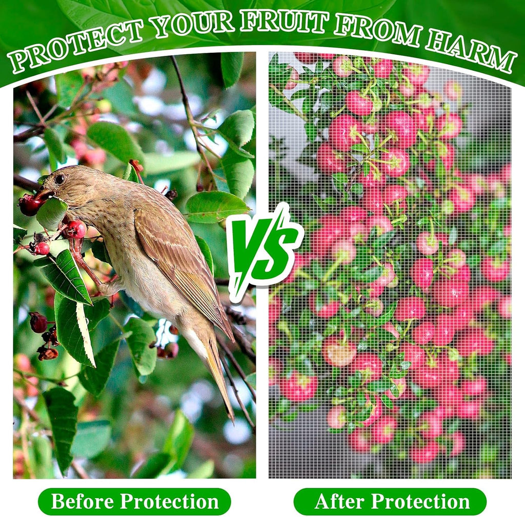 4 Pcs Plant Barrier Net Mesh, 6.56 x 6.56 FT Plant Barrier Net Mesh | Bird Netting with Zipper Drawstring, Barrier Bags