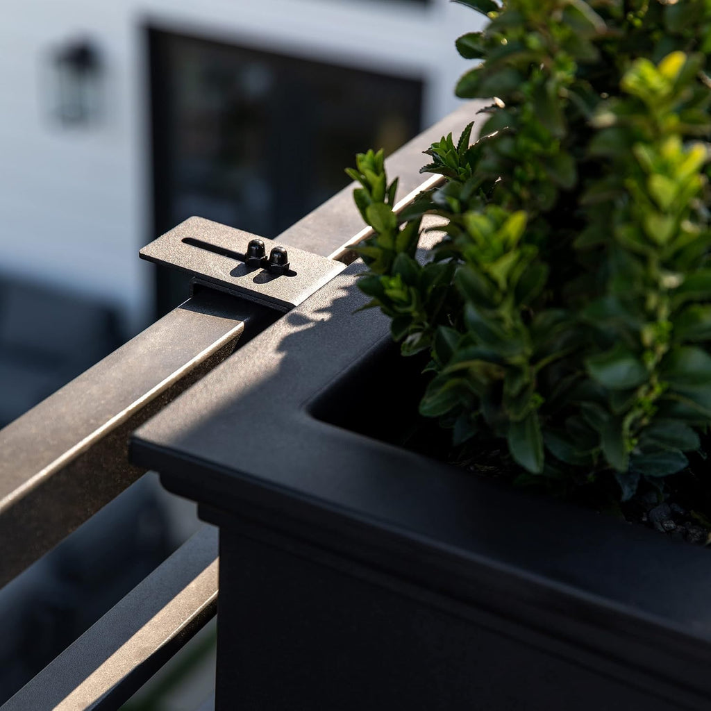 Veradek Brixton Series Plastic Railing Planter - Rectangular Planter for Outdoor Deck/Balcony | Crack-Resistant with