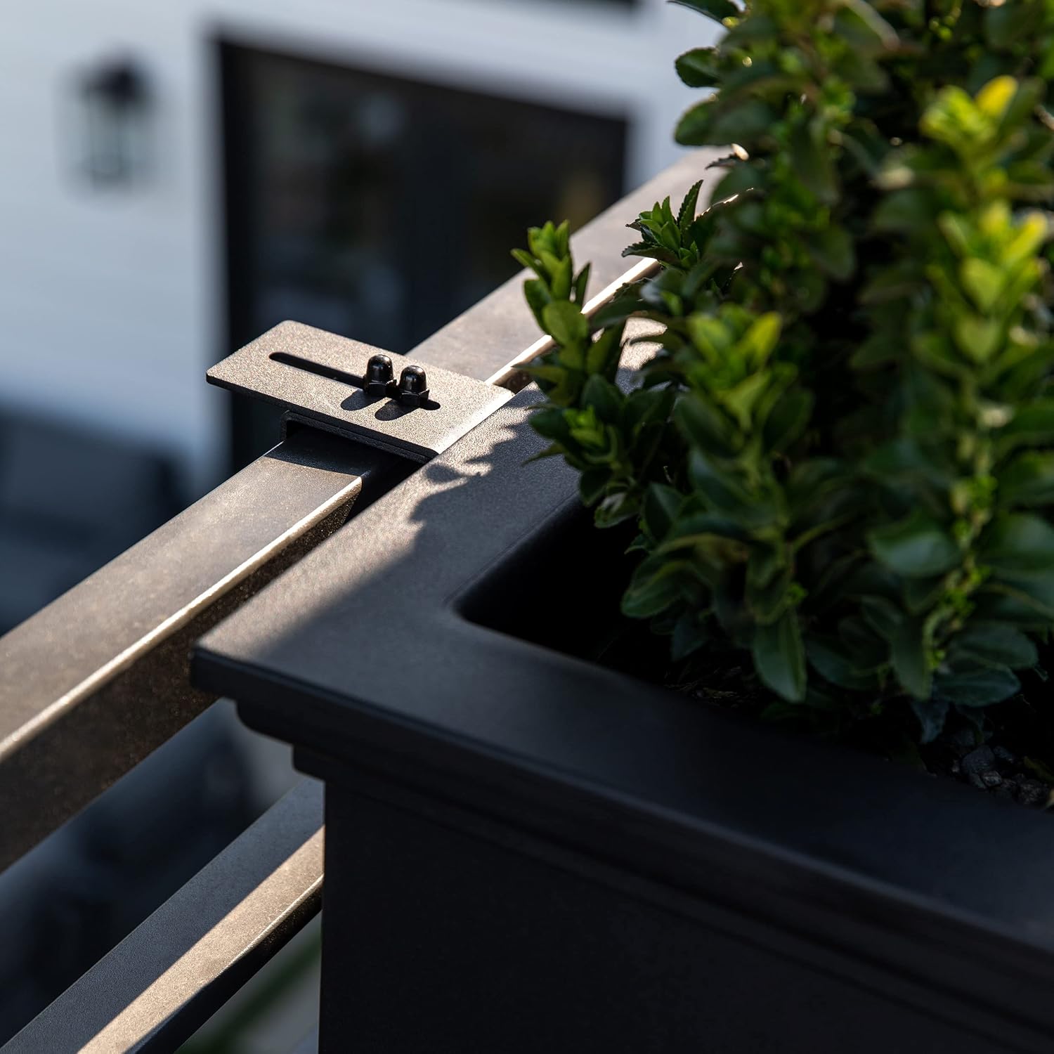 Veradek Brixton Series Plastic Railing Planter - Rectangular Planter for Outdoor Deck/Balcony | Crack-Resistant with