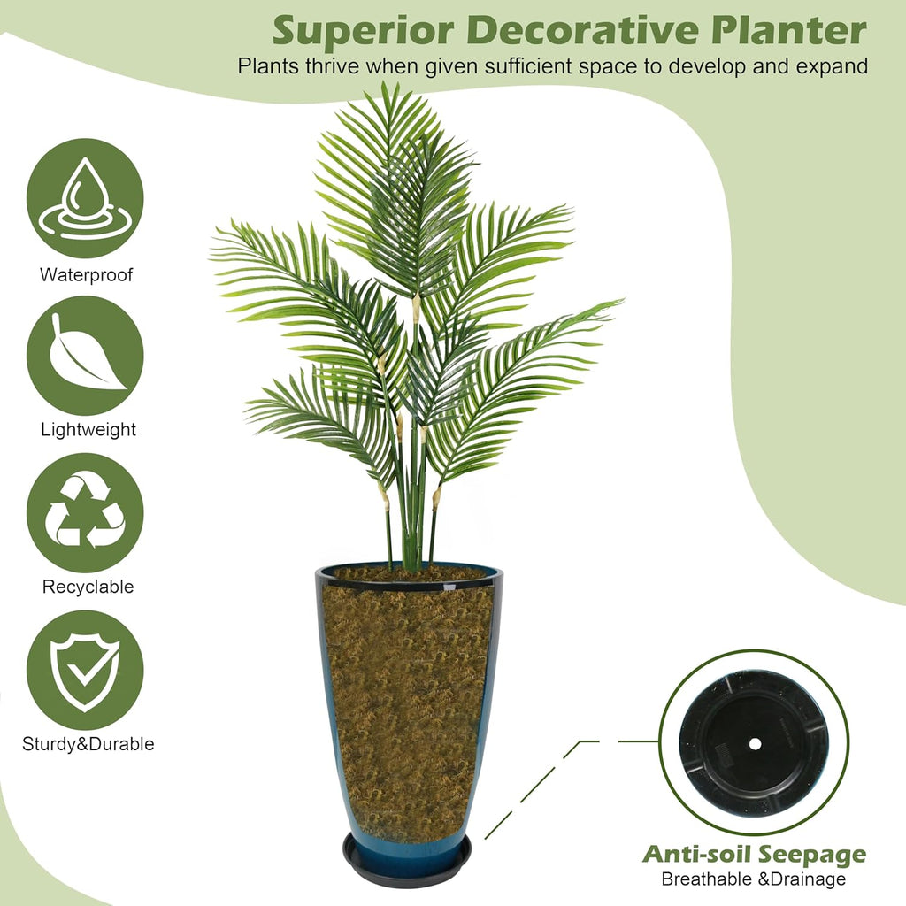2PCS 21in Tall Planter for Outdoor Plants Large Flower Pots Blue | Tall Planters for Outdoor Plants, Large Pots with