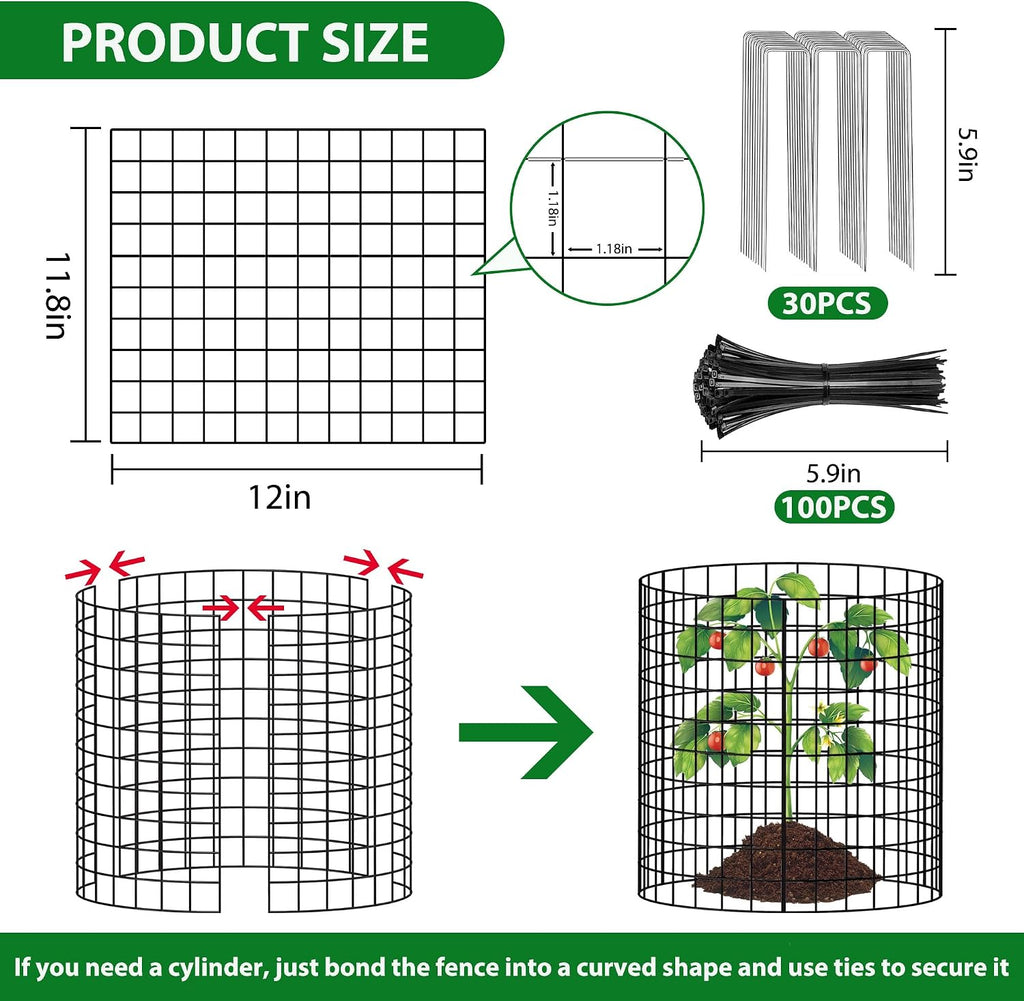30 Pcs Wire Plant Protector Cages,11.8"x12" w/ Zip Ties & U Stakes