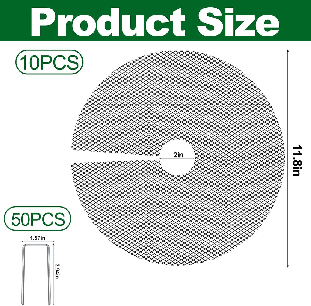 10Pcs Plant Pot Grids,11.8Inch Plant Pot Cover with 30 U-Shaped Nails, Cat Proof Protector for Potted Plants,Dig-Free