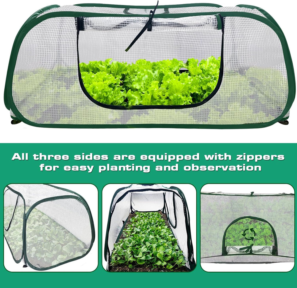 Garden Rows Accelerator Plants Cover-Garden Greenhouse with Roll-up Zipper Door,Thicker PE Cover for Indoor Outdoor