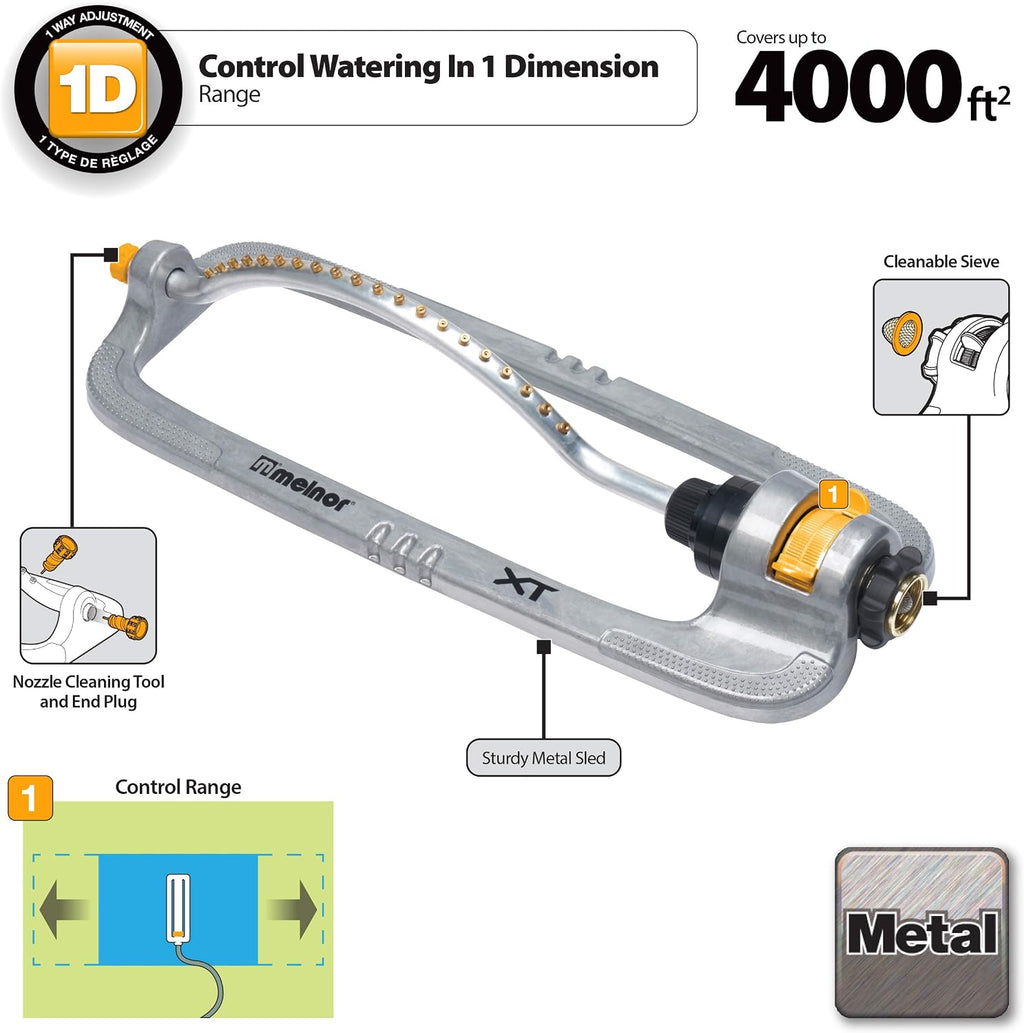 Melnor 65118-AMZ XT Metal Turbo Oscillating Sprinkler with QuickConnect Product Adapter Amazon Bundle, 4000 sq. ft.