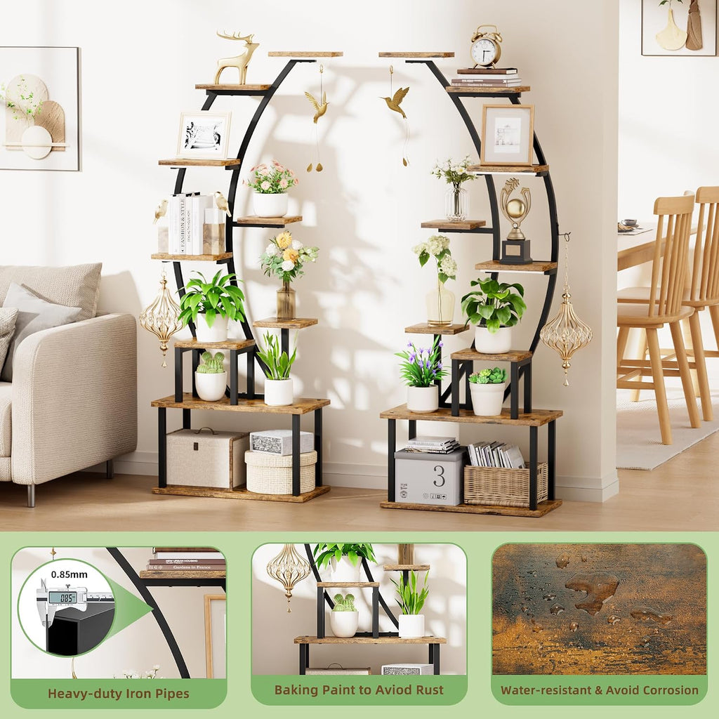 2 Pack Plant Stand Indoor with Grow Lights, 9 Tier Large Tall Plant Shelf | 64" Metal Lighted Plant Stands for Indoor