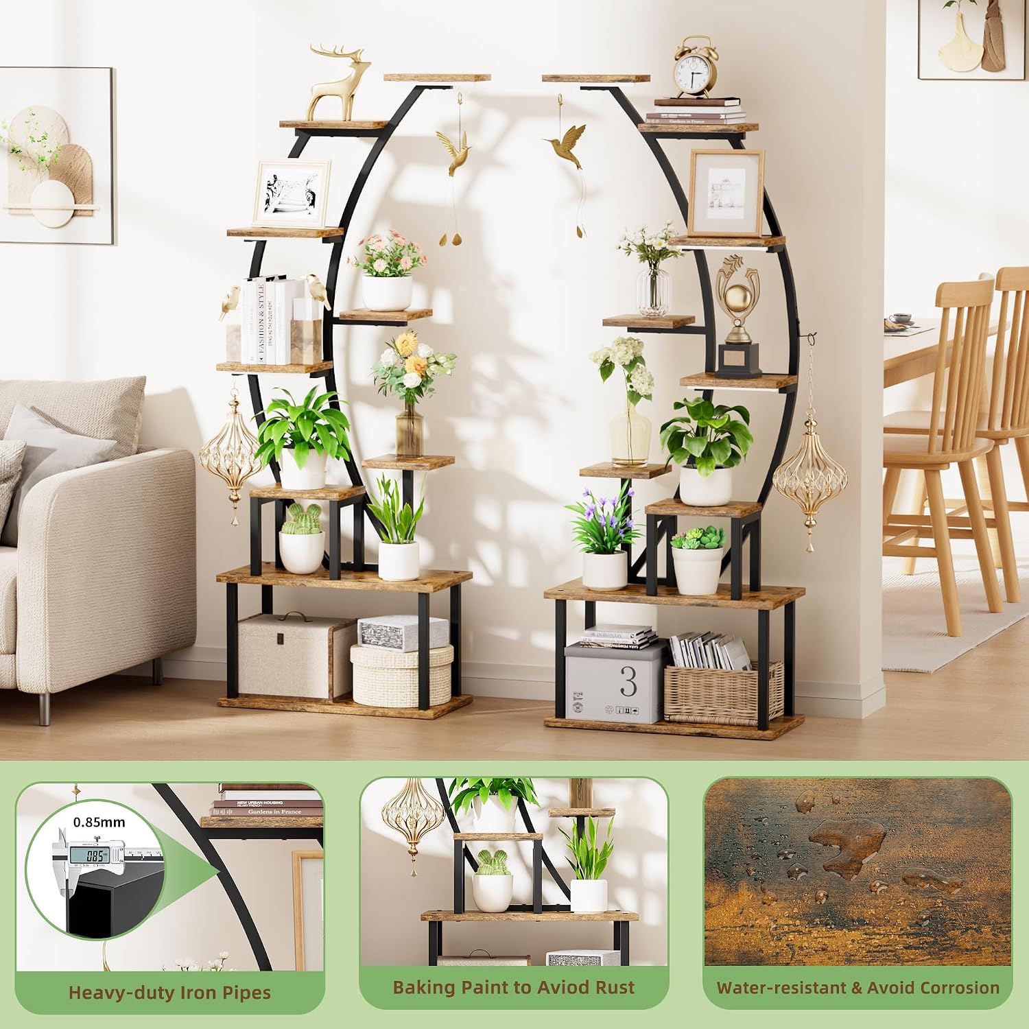 2 Pack Plant Stand Indoor with Grow Lights, 9 Tier Large Tall Plant Shelf | 64" Metal Lighted Plant Stands for Indoor