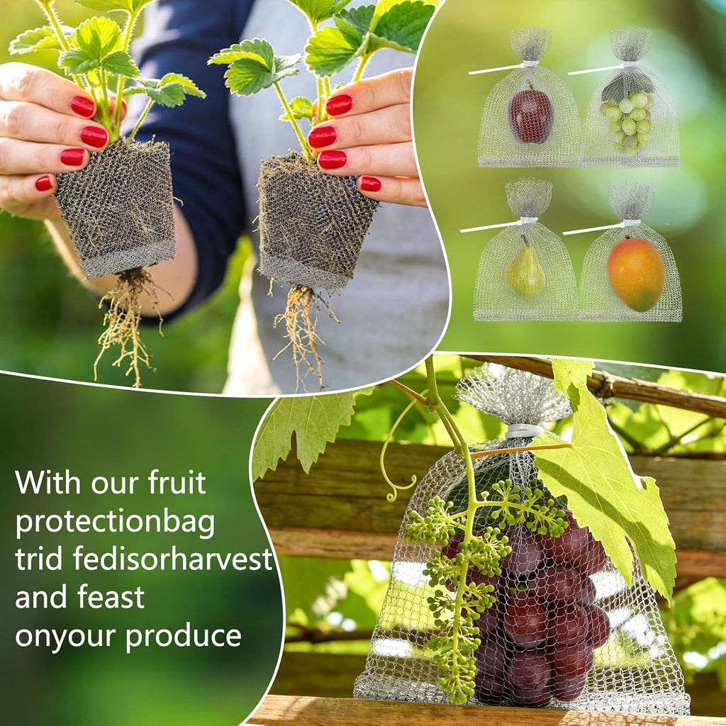 30 Pack 8 x 12 Inches Fruit Protection Wire Mesh Bags | Stainless Steel Wire Mesh, Orchard Garden Vegetable Fruits