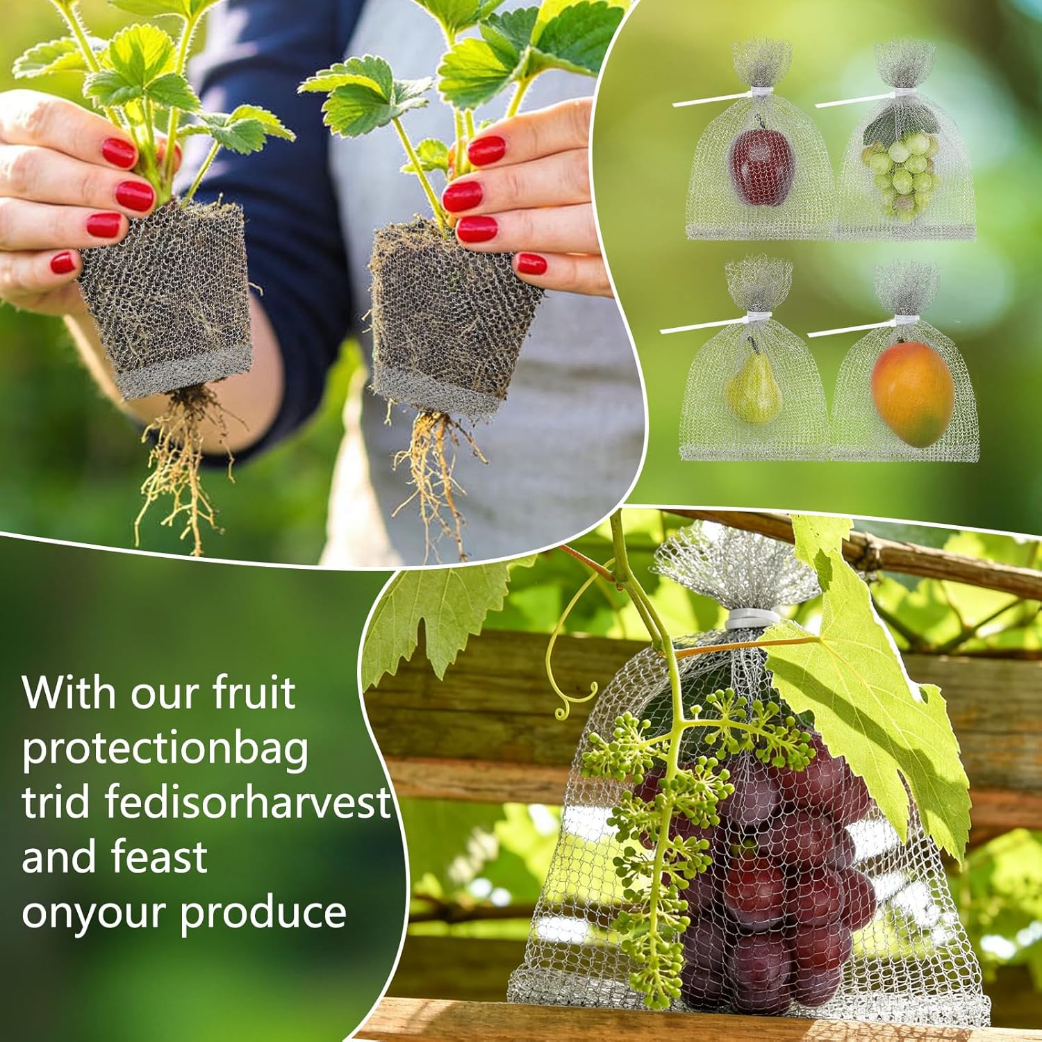 30 Pack 8 x 12 Inches Fruit Protection Wire Mesh Bags | Stainless Steel Wire Mesh, Orchard Garden Vegetable Fruits