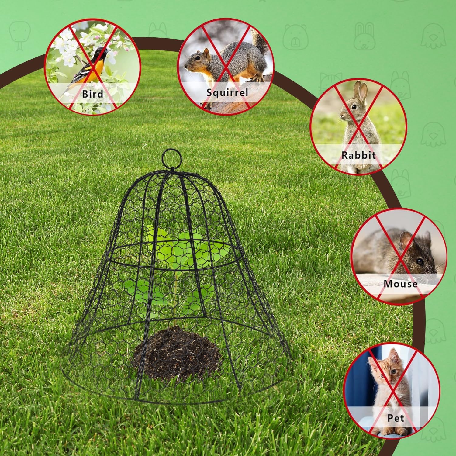 Homarden Garden Cloche Plant Protectors from Animals - Bell Screen Shape Plant Cage - Garden Protection from Animals