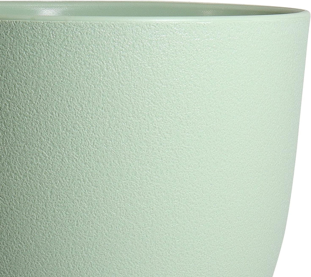 WOUSIWER Plant Pots 10/9/8 inch, Set of 3 Modern Decorative Plastic Planters with Drainage Holes and Saucers for House