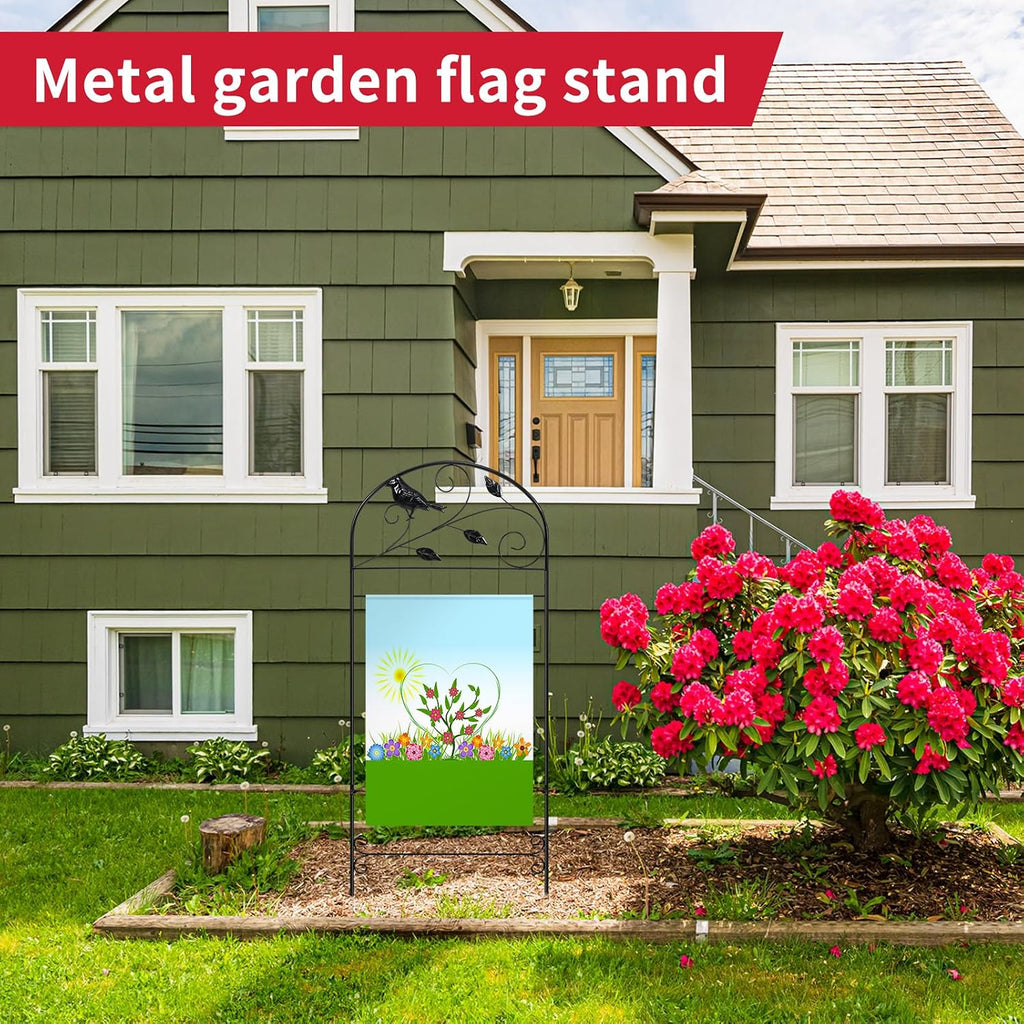 CroBlissful Garden Flag Holder Stand Garden Yard Flag Pole Stake Fits Max 14 x 25 Inch for Outside House Yard Lawn