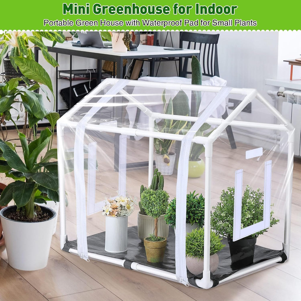 Mini Greenhouse with Potting Mat for Indoor Plant, Portable Greenhouse | Heavy Duty Portable Green House with