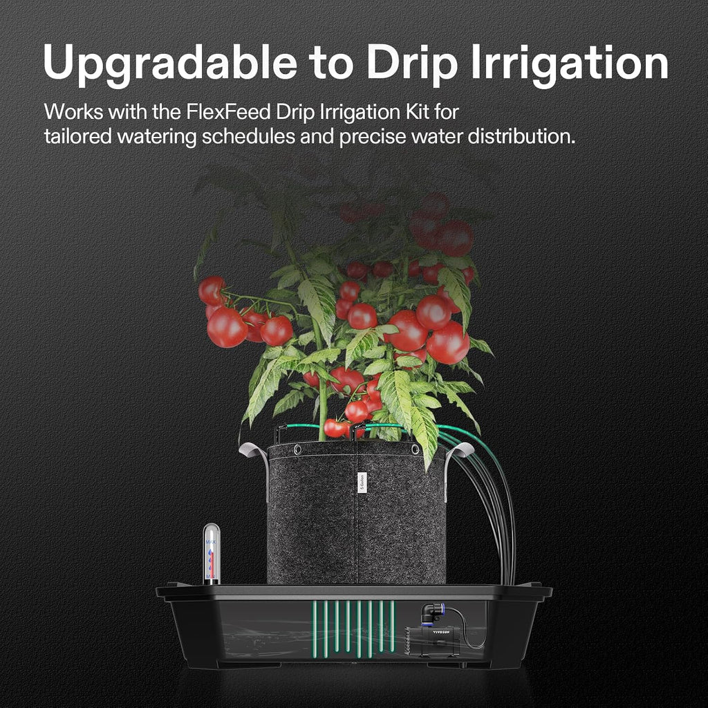 VIVOSUN 4-Pack FlexFeed Self-Watering Pots, Auto Irrigation Fabric Pot Base | Water Meter & Maintenance Window, for Use