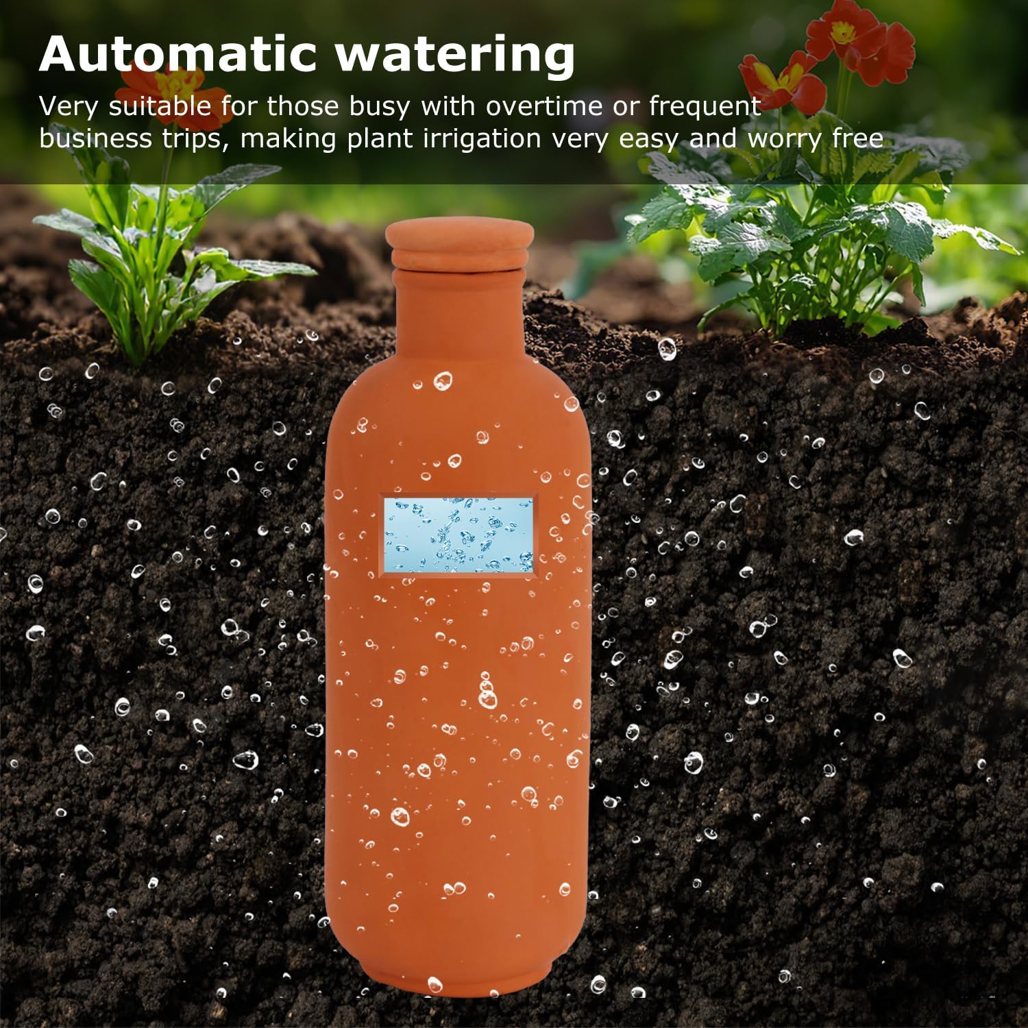 3pcs 10*3.5*3.5in Ollas Self Watering Planter Watering System 30.5oz Plant Watering Globes Clay Watering Pot with lid