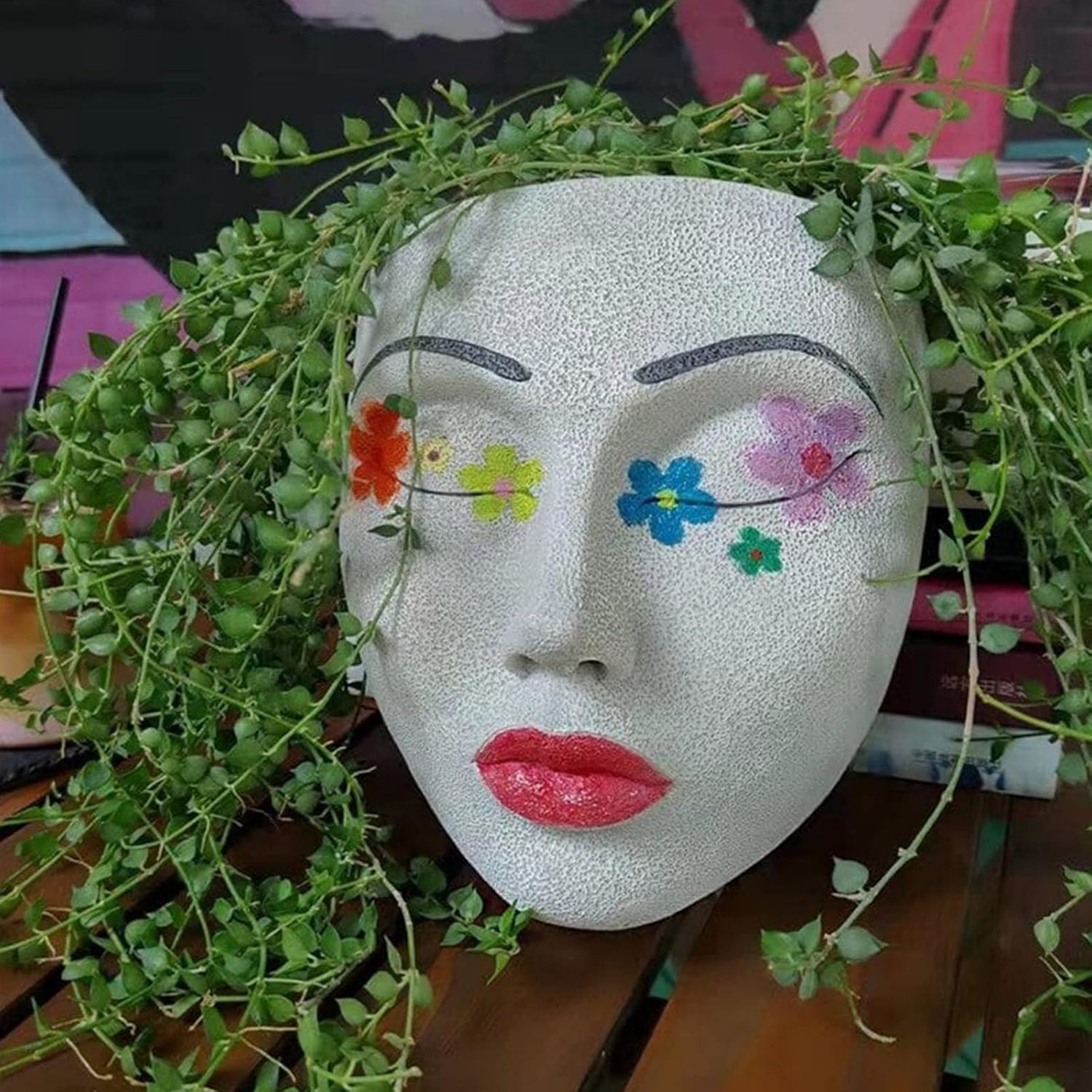 Wall Planter for Indoor Outdoor Plants, Face Planter Hanging Plant Pot for Home Decor, Modern Face Vase Face Flower Pot