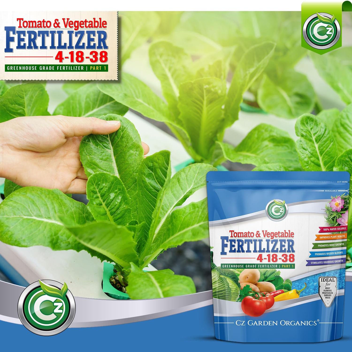 4-18-38 Fertilizer Made in USA – 100% Water Soluble Plant Food for Hydroponics and Soil Gardens - Tomatoes, Peppers &