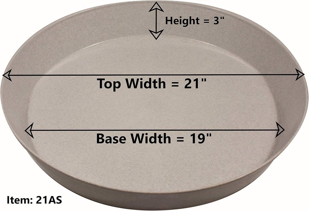 21 Inch, Black, Case of 5 Plant Saucer | 19 Inch Base, Plant Saucer, Polypropylene, Made in USA