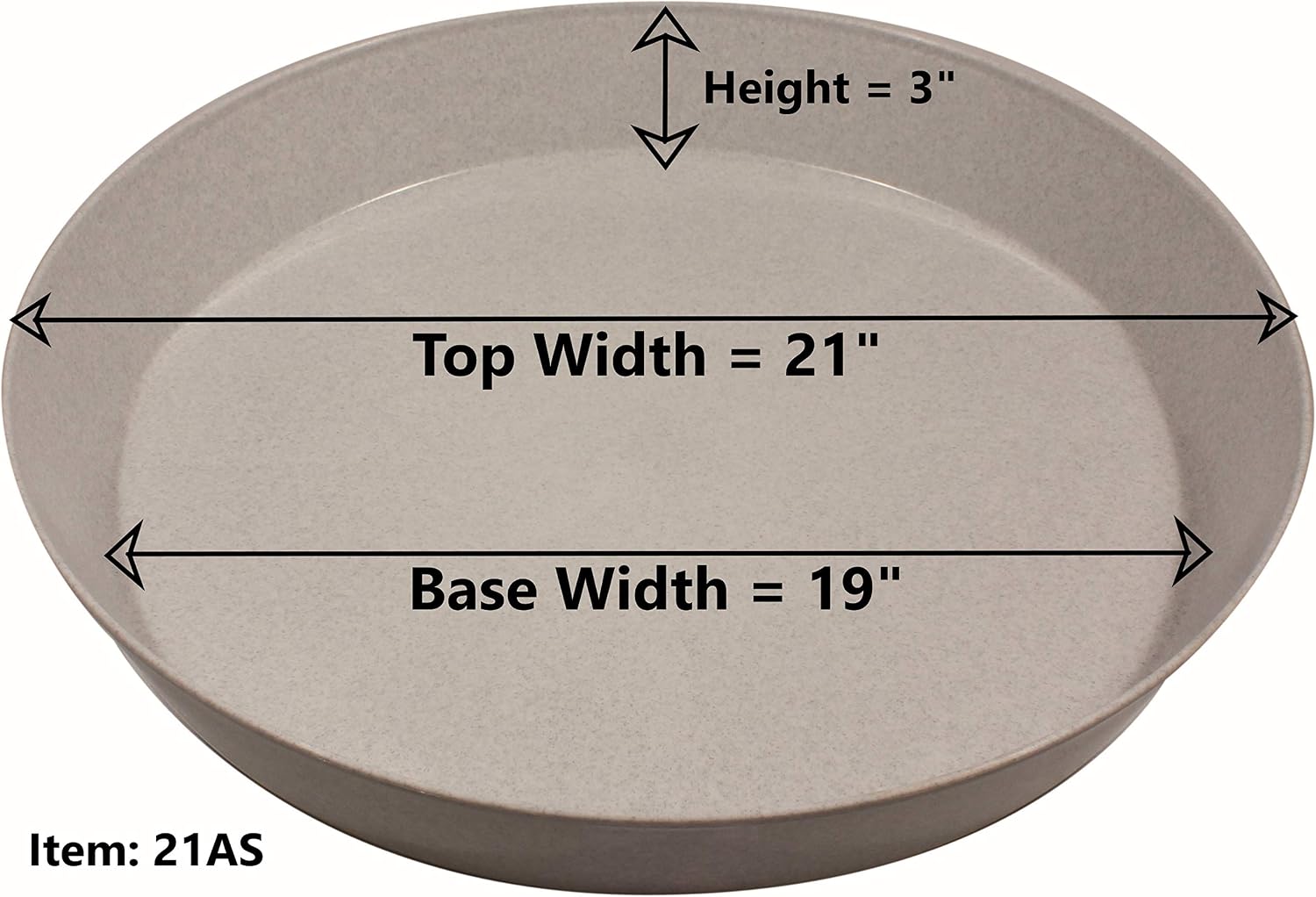 21 Inch, Black, Case of 5 Plant Saucer | 19 Inch Base, Plant Saucer, Polypropylene, Made in USA