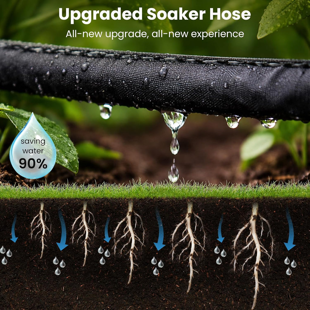 MIXC 2026-Thickened Soaker Hose 100Ft with Copper Joint,Saving 80% Water | Aluminum Seal,1mm Thickened Hose,360°Swival