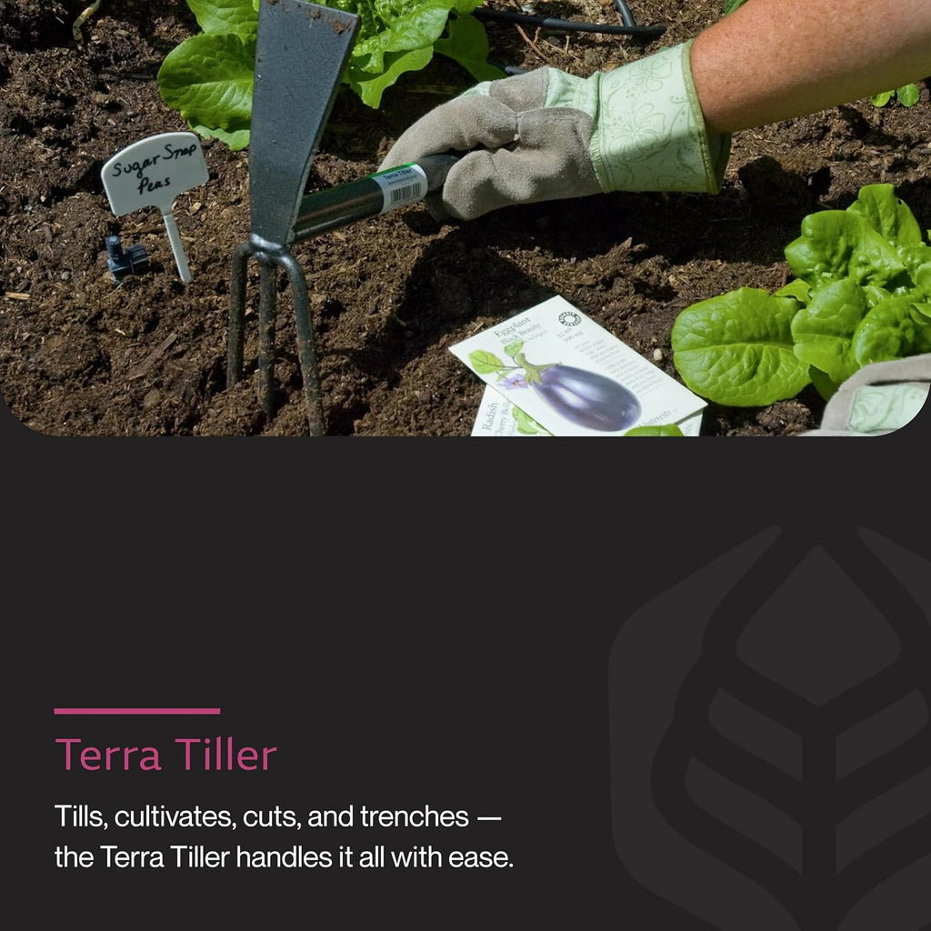 Yard Butler Terra Tiller Hand Cultivator, Rust-Resistant, ITT-4T | Loosens and Aerates Compacted Soil, Gardening Tool