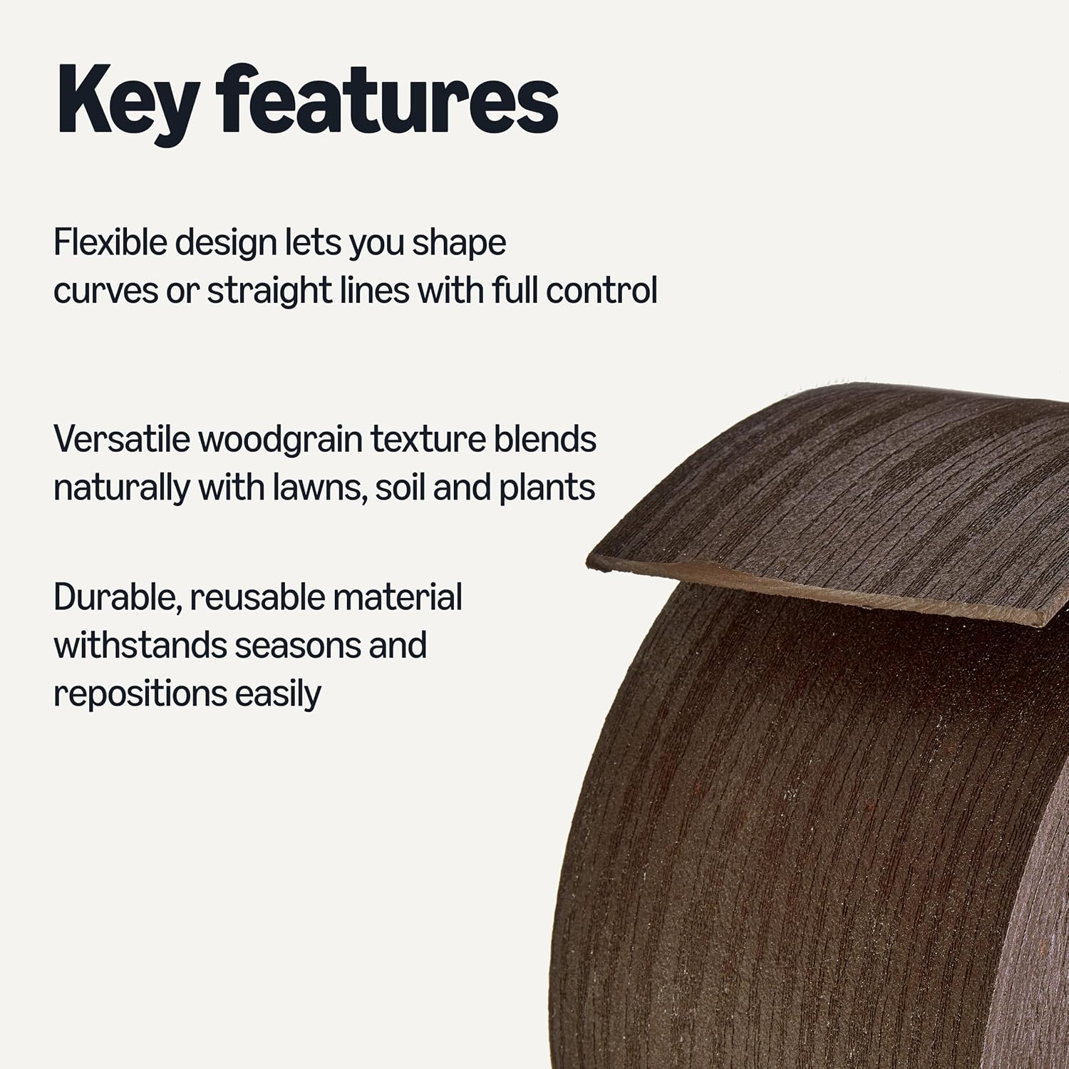 Amazon Basics Flexible Landscape Edging Coil for Garden Border, Flower Beds, Lawn and Pathways, 5 inch x 40ft, Brown
