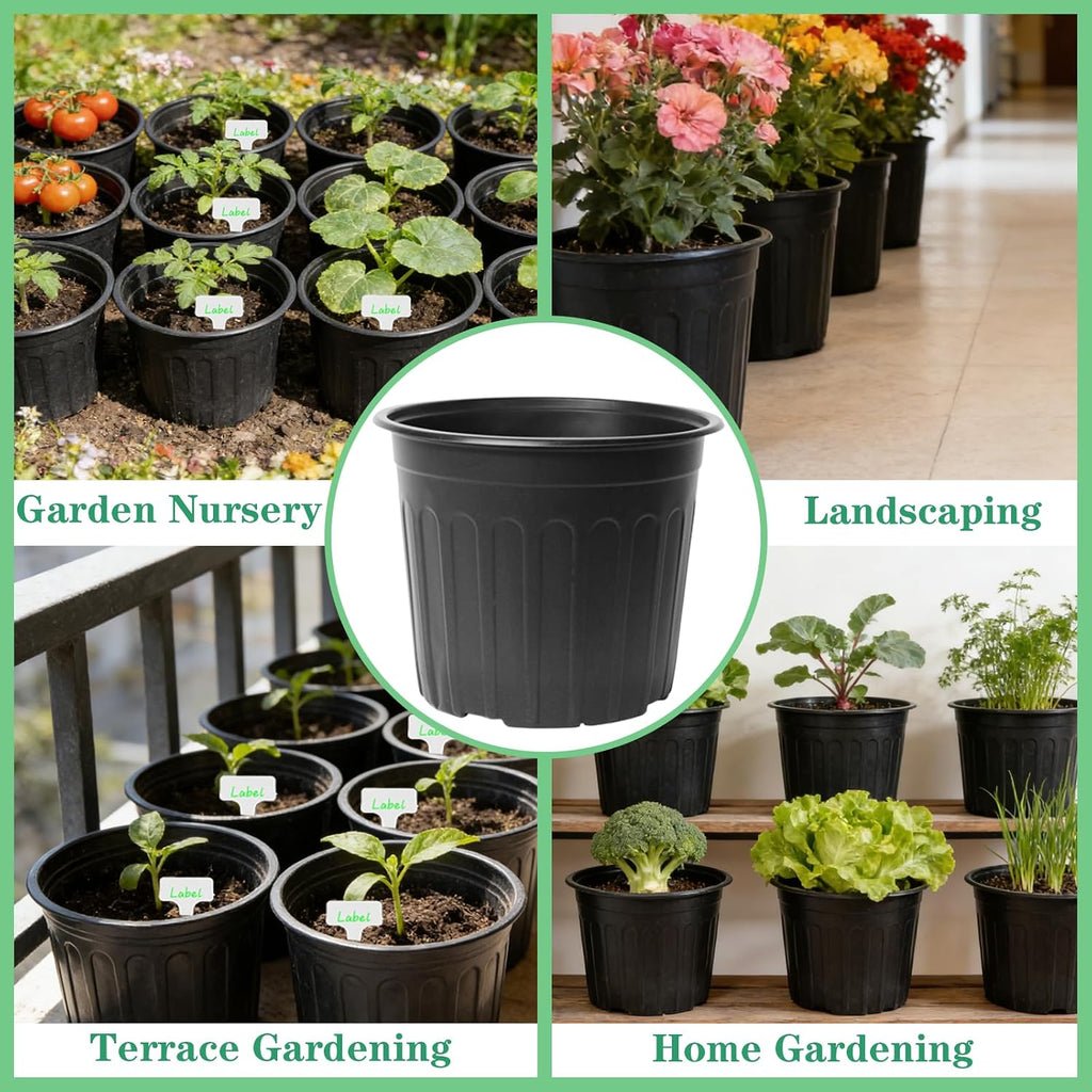 50-Pack 2.5 Gallon Flexible Plastic Plant Pots,Thickened Soft Seed Starting Container for Indoor Outdoor Plants