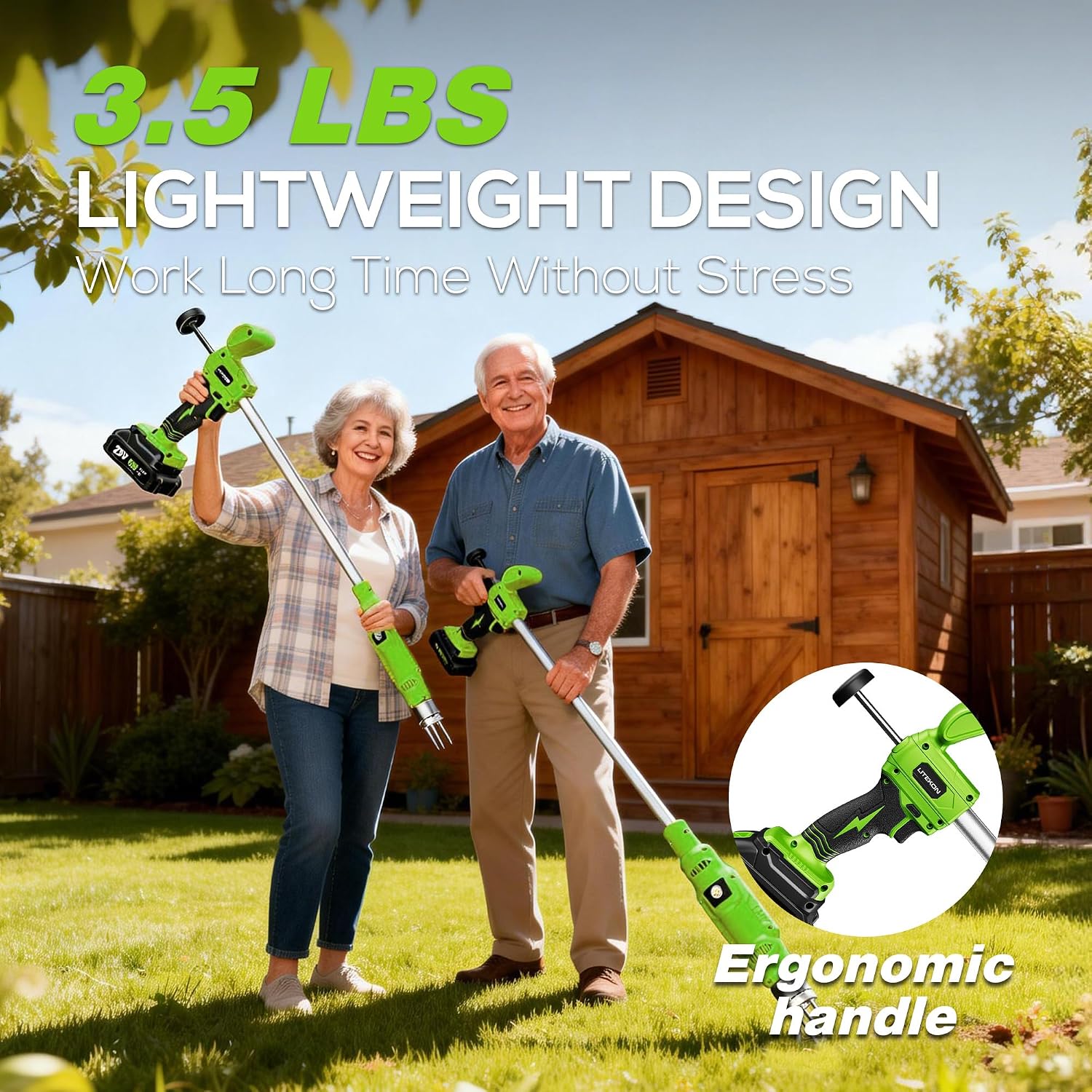 LITEKON Electric Cordless Weed Puller Tool, 20V Battery Powered Stand Up Weeder with 2.0Ah Battery & Fast Charger