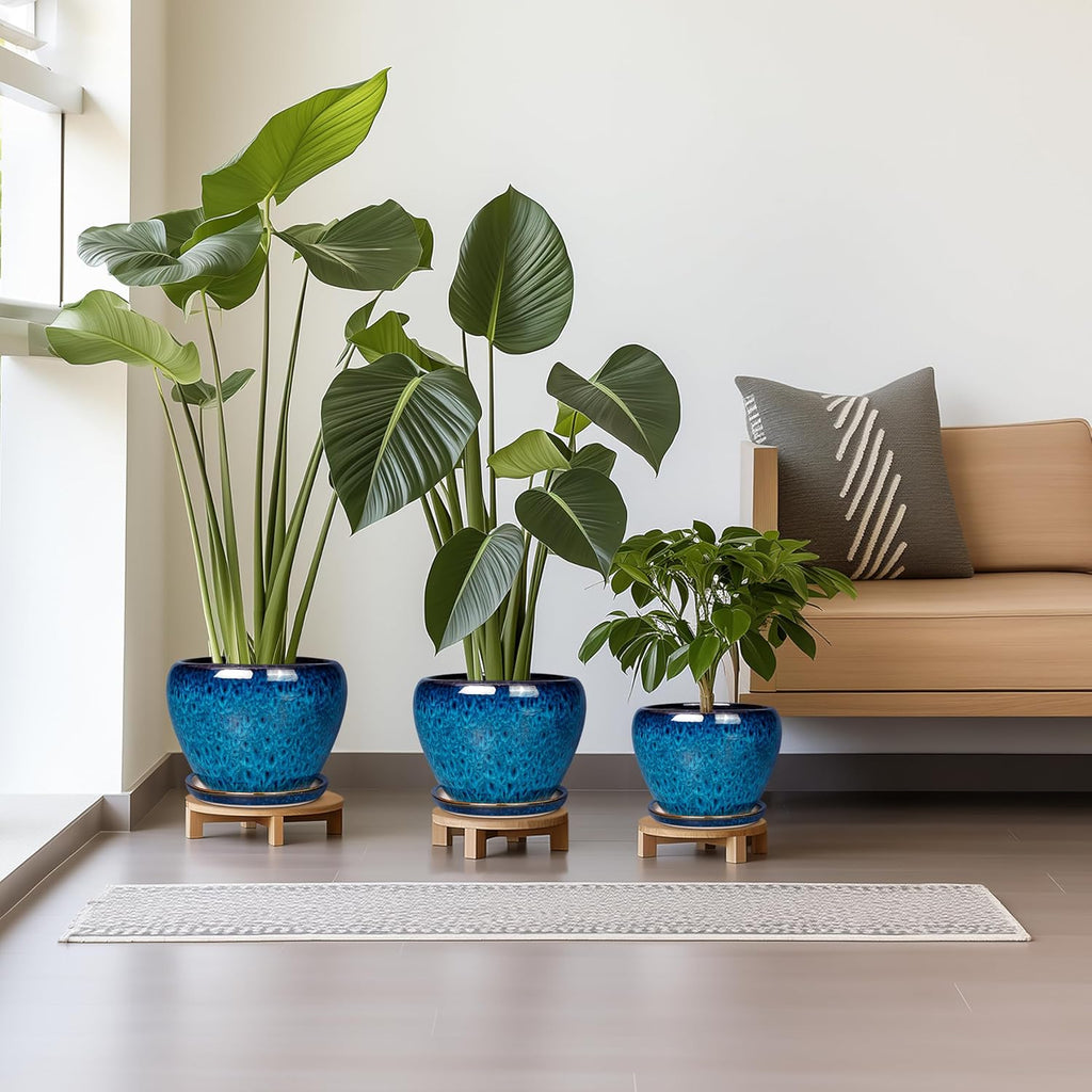 Ceramic Plant Pots Indoor, 10 Inch 8 Inch 6 Inch Round Planters Pots for Indoor Outdoor Plants, Modern Large Flower