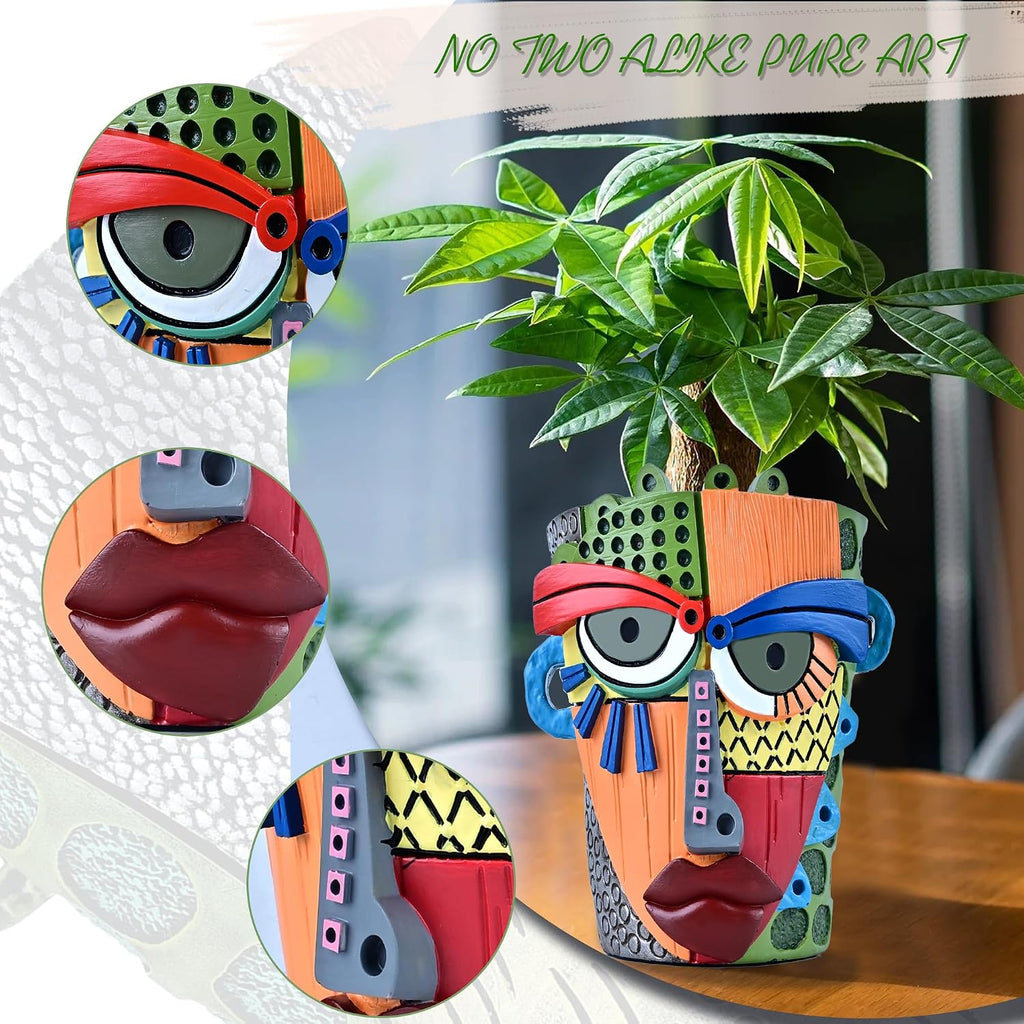 Midogaigai Abstract Face Planter Pots for Indoor Plants & Flowers Deco Gift | Funny Planter,Colorful Resin Flower Pots